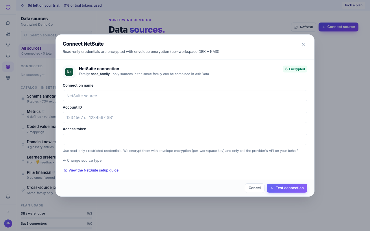 Connect NetSuite form in Queringo