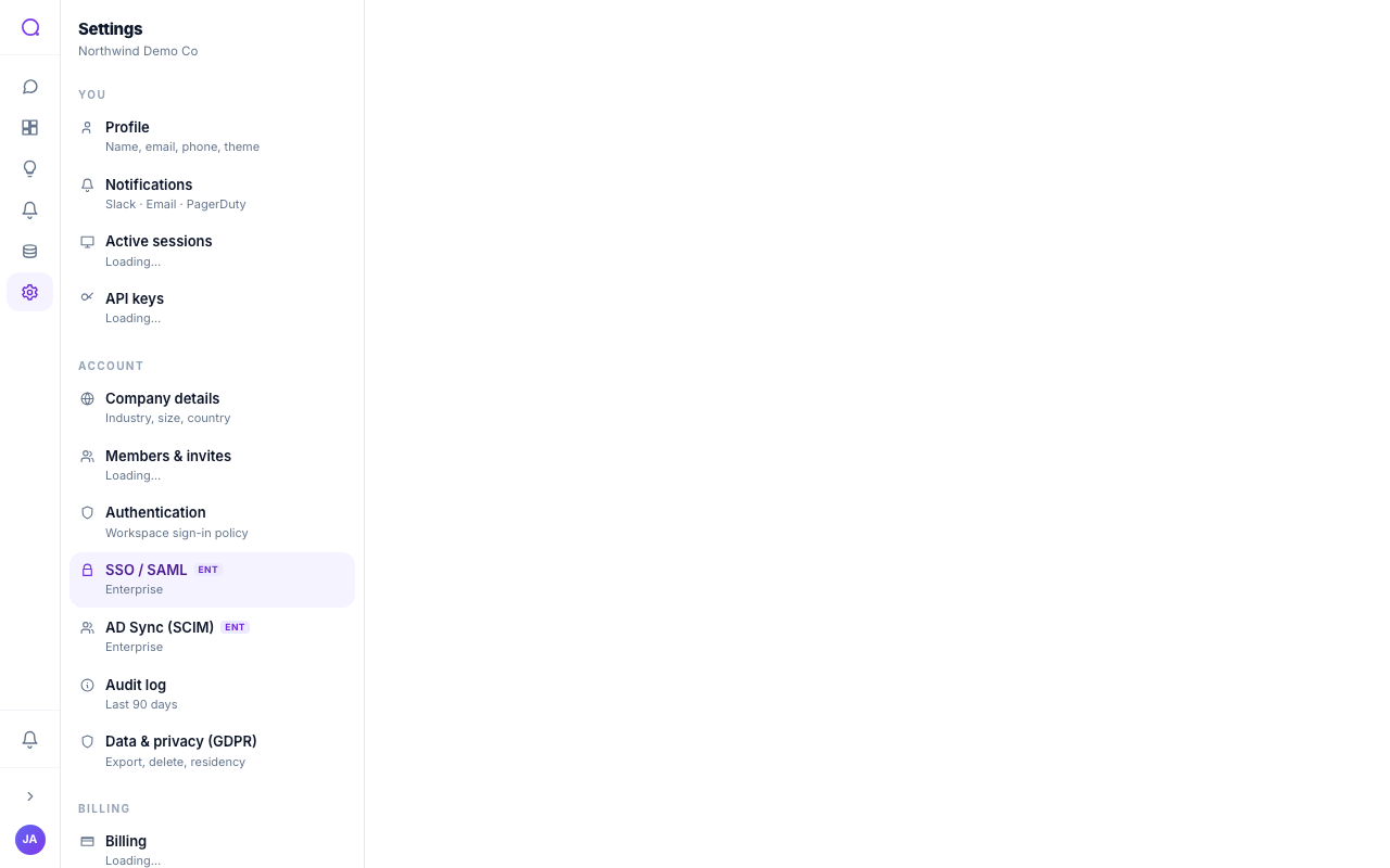 SSO and SAML configuration